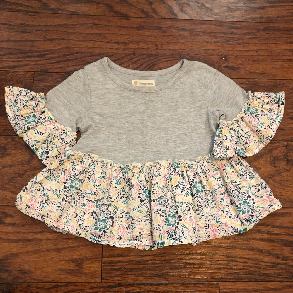 Tucker + Tate Peplum grey & floral shirt Sz 2